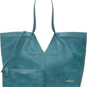 Oversized Vegan Leather Tote Bag Women Shoulder Hobo Weekender with Wallet